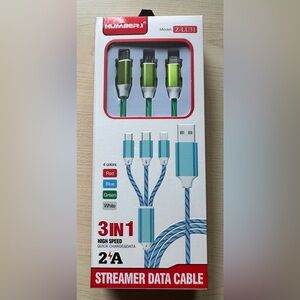 Number.1" Z-LU31 3-in-1 streamer data cable. 
New - Green